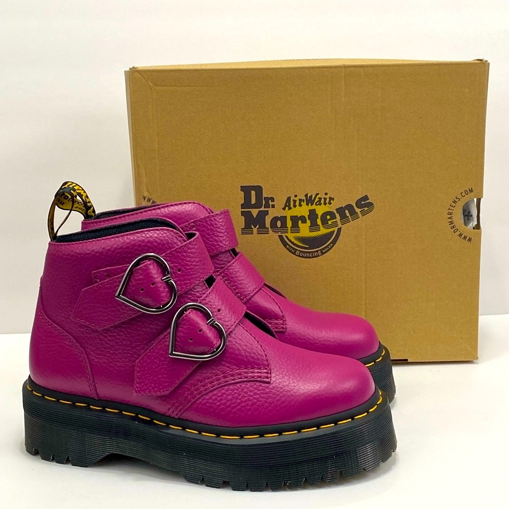 NEW DR MARTENS DEVON HEARD LEATHER PLATFORM BOOTS - Picture 3 of 12